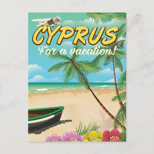 Cyprus vintage strand reisposter briefkaart (Voorkant)