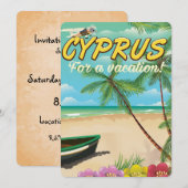 Cyprus vintage strand reisposter kaart (Voorkant / Achterkant)