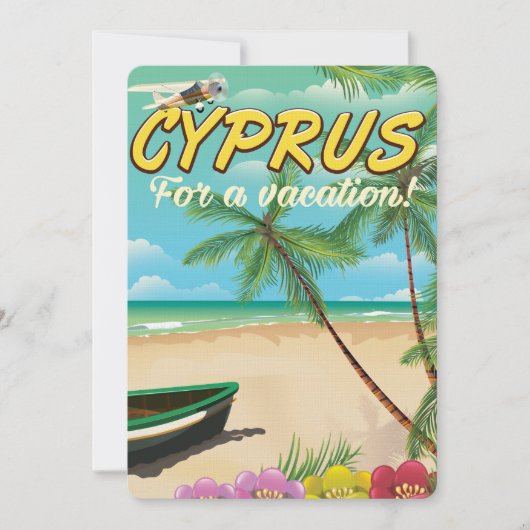 Cyprus vintage strand reisposter kaart (Voorkant)