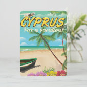 Cyprus vintage strand reisposter kaart (Staand voorkant)