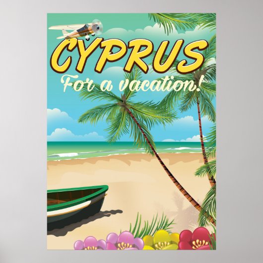 Cyprus vintage strand reisposter poster (Voorkant)