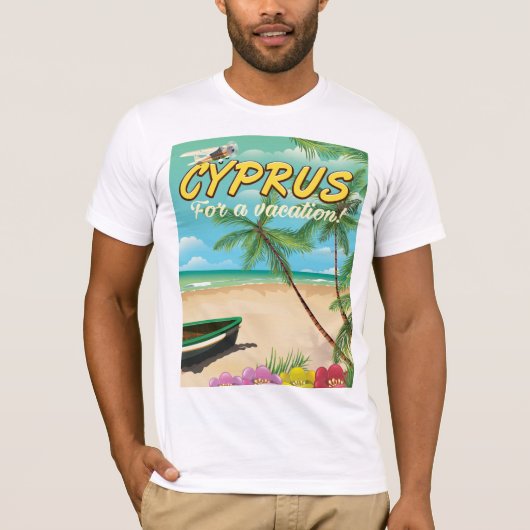 Cyprus vintage strand reisposter t-shirt (Voorkant)