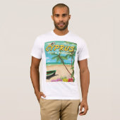 Cyprus vintage strand reisposter t-shirt (Voorkant volledig)