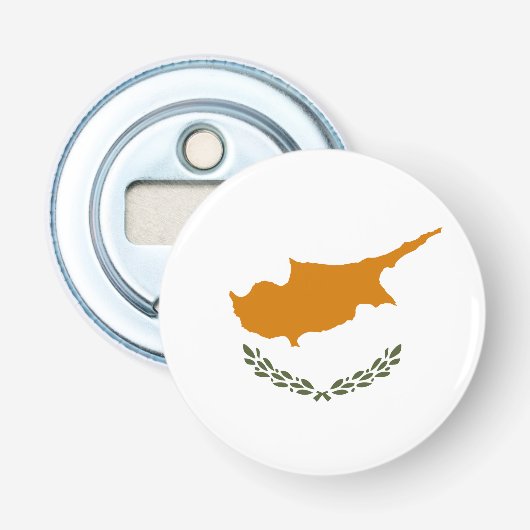 Cyprus Vlag Button Flesopener (Voorkant)