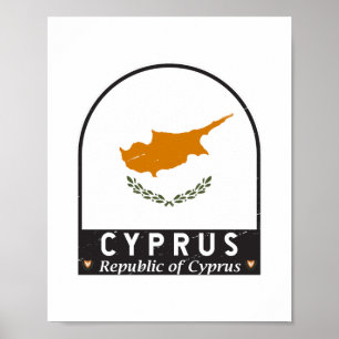 Cyprus Vlag embleem noodlijdende Vintage Poster