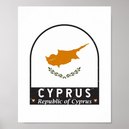 Cyprus Vlag embleem noodlijdende Vintage Poster (Voorkant)