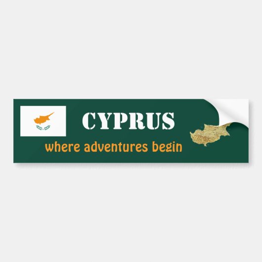 Cyprus Vlag + Landkaart Bumpersticker (Voorkant)