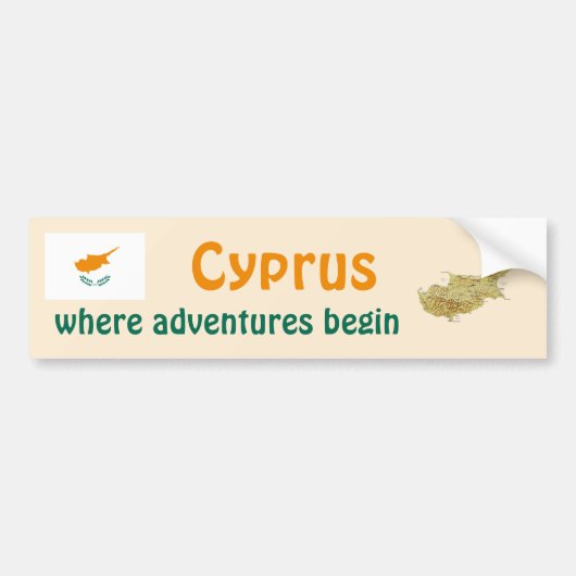 Cyprus Vlag + Landkaart Bumpersticker (Voorkant)