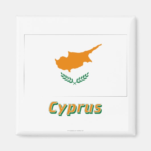 Cyprus Vlag met naam Magneet (Voorkant)