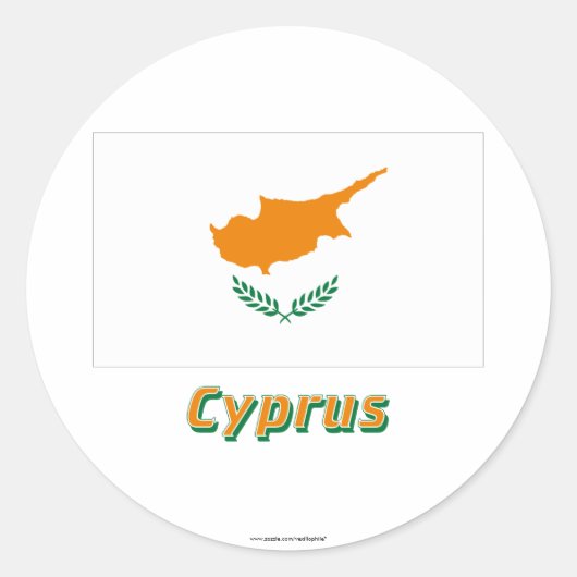 Cyprus Vlag met naam Ronde Sticker (Voorkant)