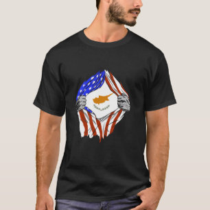 Cyprus Vlag USA Amerika Borst Cypriotische Trots C T-shirt