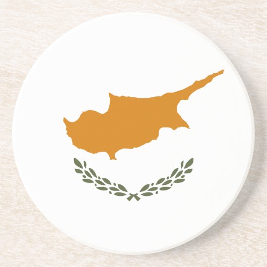 Cyprus Vlag Zandsteen Onderzetter (Voorkant)