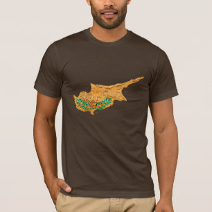 Cyprus Vlagkleur Kaart T-Shirt