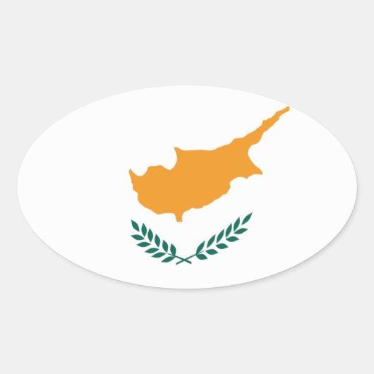 Cyprus Vlagsticker Ovale Sticker (Voorkant)