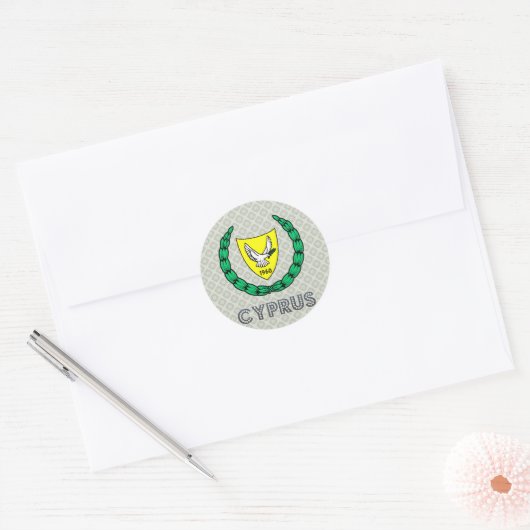 Cyprus Wapen Ronde Sticker (Envelop)