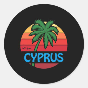 Cyprus Zomer Palmboom Strand Cypriotisch Souvenir Ronde Sticker