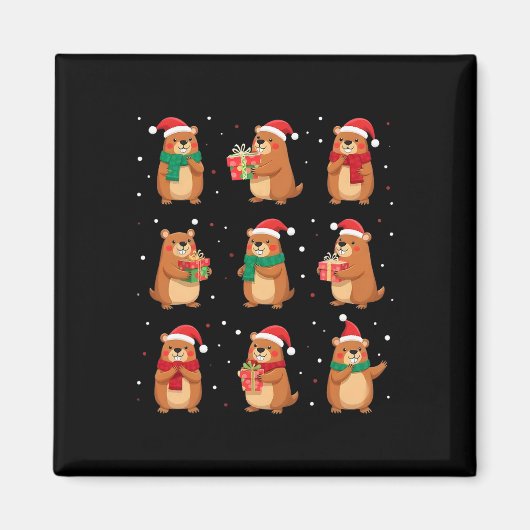 Cypybara Kerstman Hoed Grappig Cypybara Lover Magneet (Voorkant)