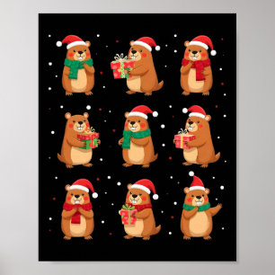 Cypybara Kerstman Hoed Grappig Cypybara Lover Poster