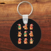 Cypybara Kerstman Hoed Grappig Cypybara Lover Sleutelhanger (Voorkant)