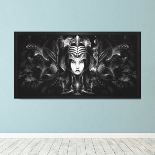 Cyria Queen of the Dark Realm Fractal Portret Canvas Afdruk (Insitu (Houten vloer))