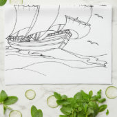 cyrillisch servische zeilboot 1 theedoek (Gevouwen)