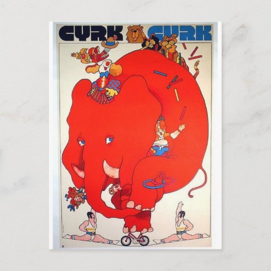 Cyrk Elephant Vintage Poster Briefkaart (Voorkant)