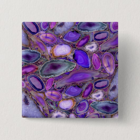 Cystal pattern - Purple and Violet Vierkante Button 5,1 Cm (Voorkant)