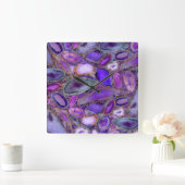 Cystal pattern - Purple and Violet Vierkante Klok (Huis)