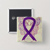 Cystic fibrosis Awareness Angel Ribbon Art Pin Vierkante Button 5,1 Cm (Voorkant /achterkant)