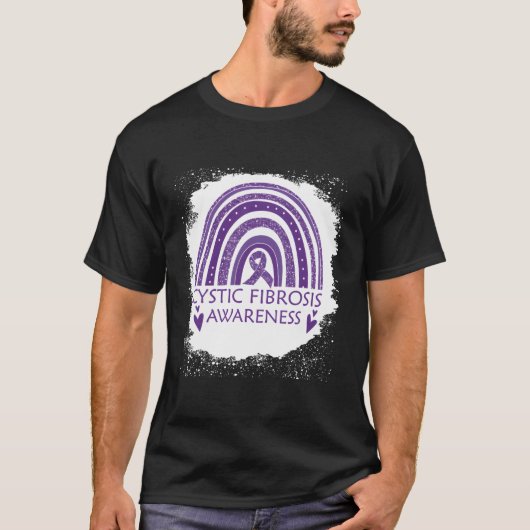 Cystic fibrosis Awareness Bleaching Rainbow Paars T-shirt (Voorkant)