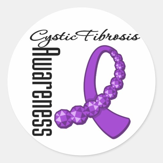 Cystic fibrosis Awareness Gemstone Ribbon Ronde Sticker (Voorkant)
