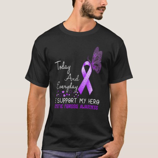 Cystic fibrosis Awareness I Support My Hero Butter T-shirt (Voorkant)