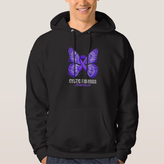 Cystic Fibrosis Awareness Month Butterfly Purple R Hoodie (Voorkant)