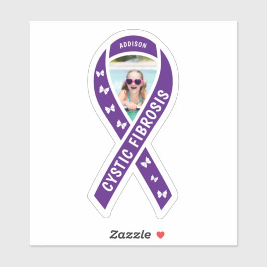 Cystic Fibrosis Awareness Ribbon Name & Photo Sticker (Vel)