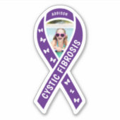 Cystic Fibrosis Awareness Ribbon Name & Photo Sticker (Voorkant)