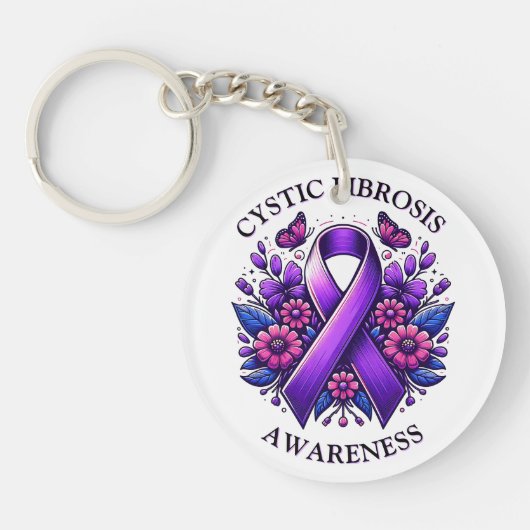 Cystic fibrosis Awareness Ribbon Sleutelhanger (Voorkant)