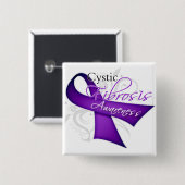 Cystic fibrosis Awareness Ribbon Vierkante Button 5,1 Cm (Voorkant /achterkant)
