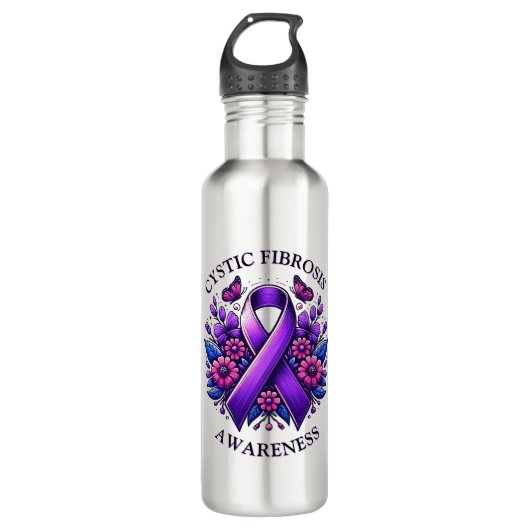 Cystic fibrosis Awareness Ribbon Waterfles (Voorkant)