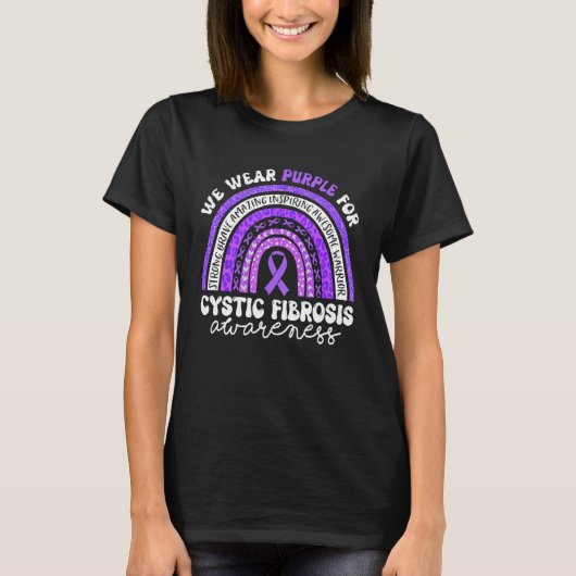 Cystic Fibrosis Awareness Tee We Wear Purple CF Ra T-shirt (Voorkant)