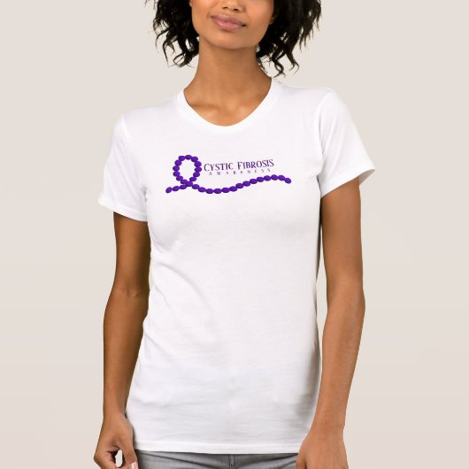 Cystic fibrosis bewustzijn Paarse lint kralen T-shirt (Voorkant)