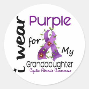 Cystic fibrosis Ik Draag Paars voor mijn kleindoch Ronde Sticker