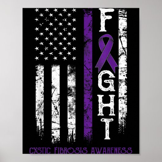 Cystic Fibrosis Krijger Us Vlag Poster (Voorkant)