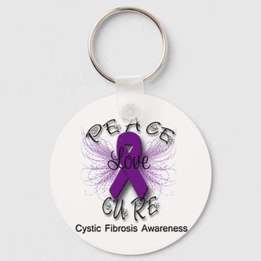 Cystic fibrosis Peace Love Cure Butterfly 2 Sleutelhanger (Voorkant)