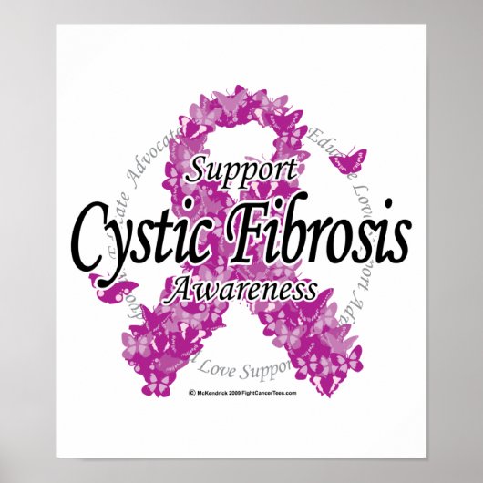 Cystic Fibrosis Ribbon of Butterflies Poster (Voorkant)