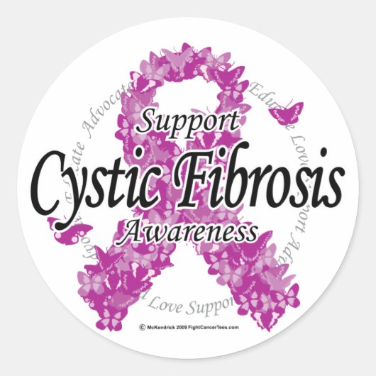 Cystic Fibrosis Ribbon of Butterflies Ronde Sticker (Voorkant)