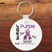 Cystische fibrose Ik Draag Paars voor mijn zuster  Sleutelhanger (Voorkant)