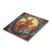 cyte faux gebrandschilderd glas windmolen keramisc tegeltje (Zijkant)