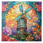 cyte faux gebrandschilderd glas windmolen tegeltje (Voorkant)