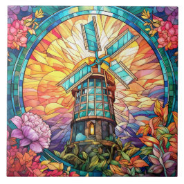 cyte faux gebrandschilderd glas windmolen tegeltje
