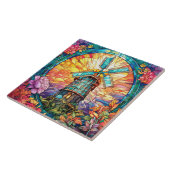 cyte faux gebrandschilderd glas windmolen tegeltje (Zijkant)